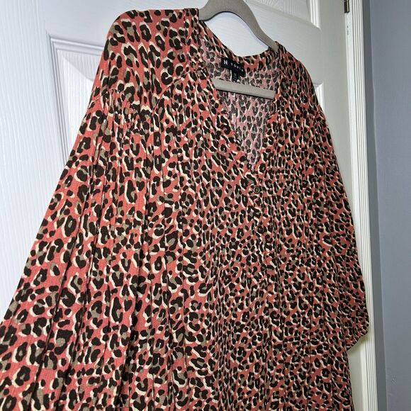 N Touch Women’s Plus Size Long Sleeve Half Button Animal Print Blouse Size 2X - Picture 4 of 7